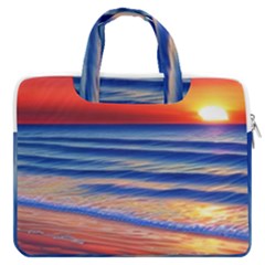 Golden Sunset Over Beach Macbook Pro 13  Double Pocket Laptop Bag by GardenOfOphir