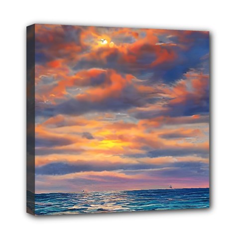 Serene Sunset Over Beach Mini Canvas 8  X 8  (stretched) by GardenOfOphir