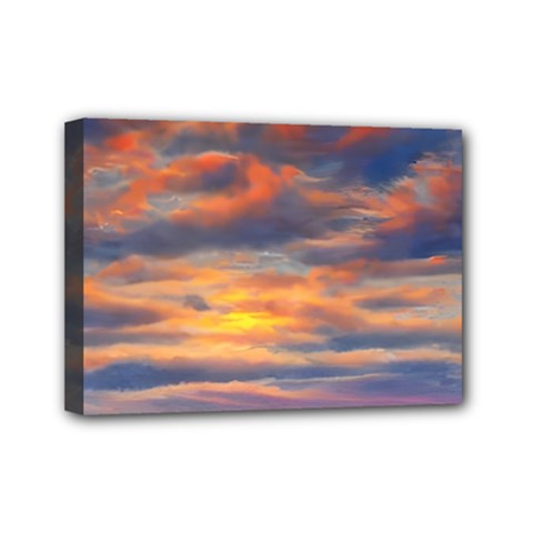 Serene Sunset Over Beach Mini Canvas 7  X 5  (stretched) by GardenOfOphir