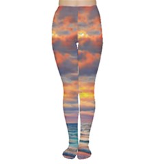 Serene Sunset Over Beach Tights by GardenOfOphir