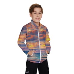 Serene Sunset Over Beach Kids  Windbreaker