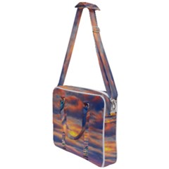 Serene Sunset Over Beach Cross Body Office Bag by GardenOfOphir