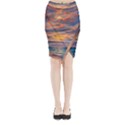 Serene Sunset Over Beach Midi Wrap Pencil Skirt View1