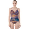 Serene Sunset Over Beach Cut Out Top Tankini Set View1