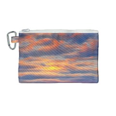 Serene Sunset Over Beach Canvas Cosmetic Bag (medium) by GardenOfOphir