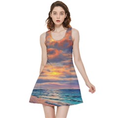 Serene Sunset Over Beach Inside Out Reversible Sleeveless Dress by GardenOfOphir