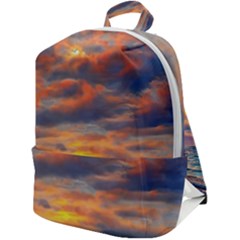 Serene Sunset Over Beach Zip Up Backpack by GardenOfOphir