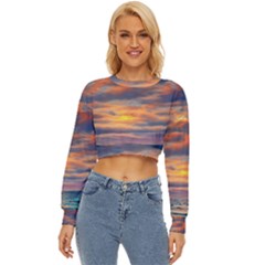 Serene Sunset Over Beach Lightweight Long Sleeve Sweatshirt