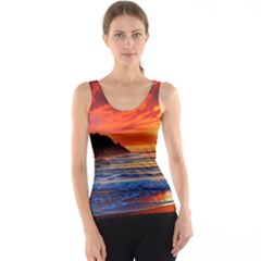 Reflecting Sunset Over Beach Tank Top by GardenOfOphir