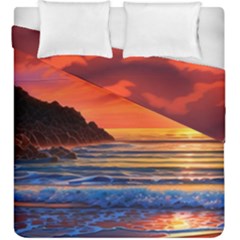 Reflecting Sunset Over Beach Duvet Cover Double Side (king Size) by GardenOfOphir