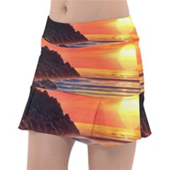 Reflecting Sunset Over Beach Classic Tennis Skirt by GardenOfOphir