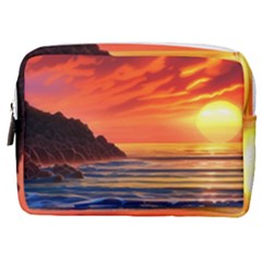 Reflecting Sunset Over Beach Make Up Pouch (medium) by GardenOfOphir