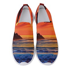 Reflecting Sunset Over Beach Women s Slip On Sneakers by GardenOfOphir