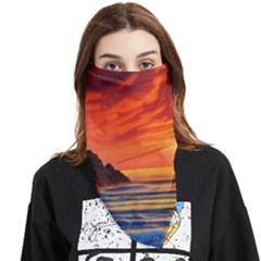 Reflecting Sunset Over Beach Face Covering Bandana (triangle) by GardenOfOphir