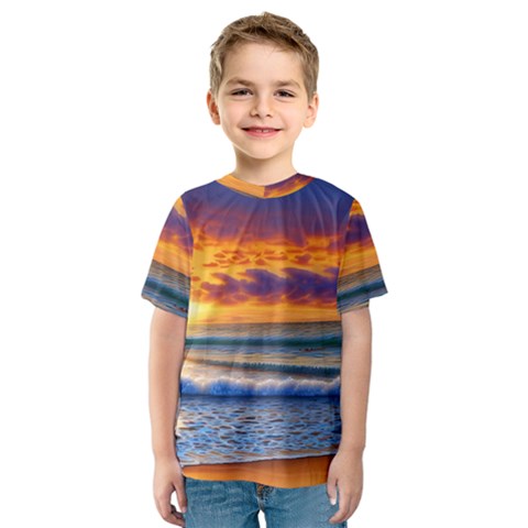 Summer Sunset Over The Ocean Kids  Sport Mesh Tee by GardenOfOphir