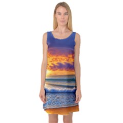 Summer Sunset Over The Ocean Sleeveless Satin Nightdress by GardenOfOphir