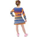 Summer Sunset Over The Ocean Kids  Long Sleeve Velvet Dress View2