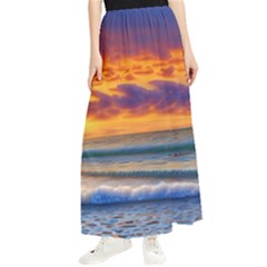 Summer Sunset Over The Ocean Maxi Chiffon Skirt