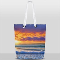 Summer Sunset Over The Ocean Full Print Rope Handle Tote (small) by GardenOfOphir