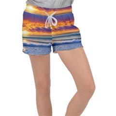 Summer Sunset Over The Ocean Velour Lounge Shorts by GardenOfOphir