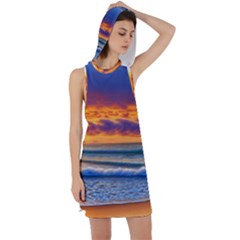 Summer Sunset Over The Ocean Racer Back Hoodie Dress by GardenOfOphir