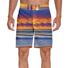 Summer Sunset Over The Ocean Men s Beach Shorts by GardenOfOphir