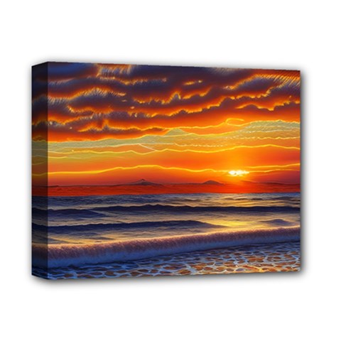 Nature s Sunset Over Beach Deluxe Canvas 14  X 11  (stretched) by GardenOfOphir