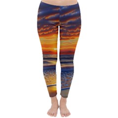 Nature s Sunset Over Beach Classic Winter Leggings by GardenOfOphir