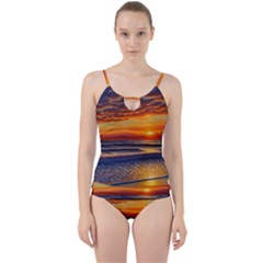 Nature s Sunset Over Beach Cut Out Top Tankini Set by GardenOfOphir