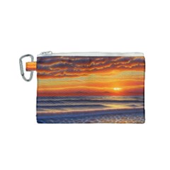 Nature s Sunset Over Beach Canvas Cosmetic Bag (small) by GardenOfOphir