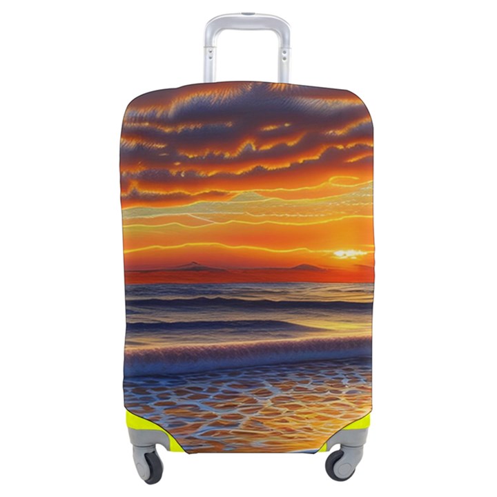 Nature s Sunset Over Beach Luggage Cover (Medium)