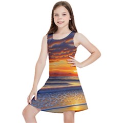 Nature s Sunset Over Beach Kids  Lightweight Sleeveless Dress by GardenOfOphir