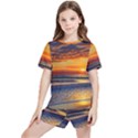 Nature s Sunset Over Beach Kids  Tee And Sports Shorts Set View1