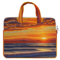 Nature s Sunset Over Beach Macbook Pro 13  Double Pocket Laptop Bag by GardenOfOphir