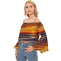 Nature s Sunset Over Beach Off Shoulder Flutter Bell Sleeve Top View2