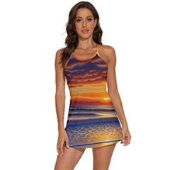 Nature s Sunset Over Beach 2-in-1 Flare Activity Dress