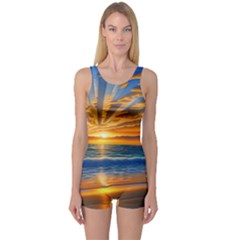 Sunset Scenic View Photography One Piece Boyleg Swimsuit by GardenOfOphir