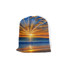 Sunset Scenic View Photography Drawstring Pouch (medium) by GardenOfOphir