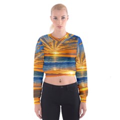 Sunset Scenic View Photography Cropped Sweatshirt by GardenOfOphir