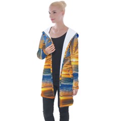 Sunset Scenic View Photography Longline Hooded Cardigan by GardenOfOphir