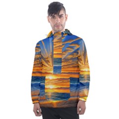 Sunset Scenic View Photography Men s Front Pocket Pullover Windbreaker by GardenOfOphir