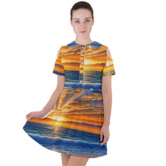 Sunset Scenic View Photography Short Sleeve Shoulder Cut Out Dress  by GardenOfOphir