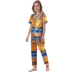 Sunset Scenic View Photography Kids  Satin Short Sleeve Pajamas Set by GardenOfOphir