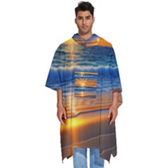 Sunset Scenic View Photography Men s Hooded Rain Ponchos by GardenOfOphir