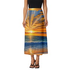 Sunset Scenic View Photography Classic Midi Chiffon Skirt