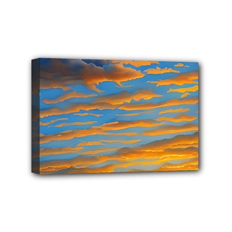 Orange Sunset On The Beach Mini Canvas 6  X 4  (stretched) by GardenOfOphir