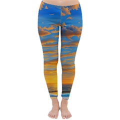 Orange Sunset On The Beach Classic Winter Leggings by GardenOfOphir