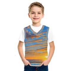 Orange Sunset On The Beach Kids  Basketball Tank Top by GardenOfOphir