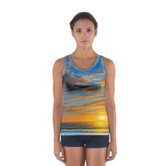 Orange Sunset On The Beach Sport Tank Top  by GardenOfOphir