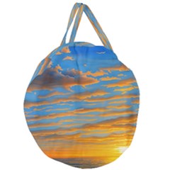 Orange Sunset On The Beach Giant Round Zipper Tote by GardenOfOphir